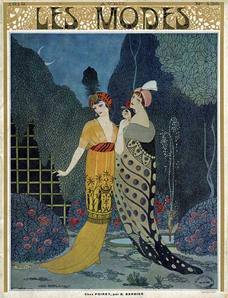 Georges Lepape, Copertina di “Les Modes” con abiti di Paul Poiret, 1912, litografia a colori, cm 43x28, Collezione privata