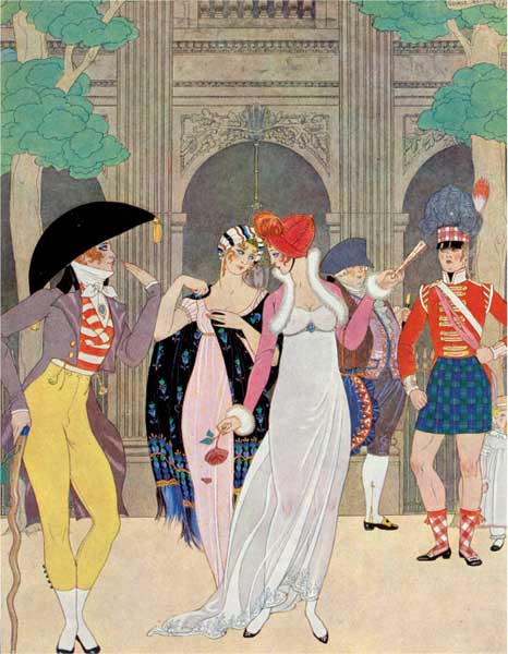 George Barbier, Illustrazione per “La Parisienne”, 1922, litografia a colori, cm 40x26, Londra, The British Library