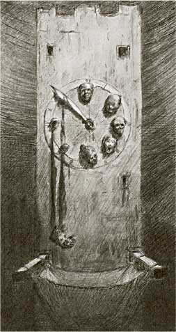 Alfred Kubin, L’ora della morte, 1900 ca., incisione, cm 19x8,5, Collezione privata