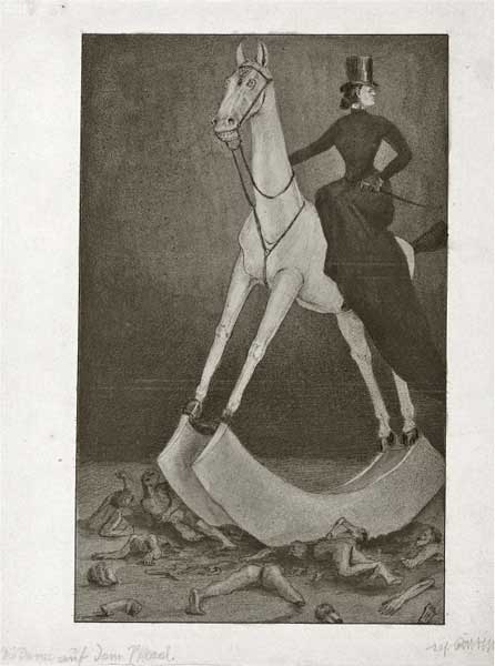 Alfred Kubin, Donna a cavallo, 1901, penna, inchiostro, guazzo su carta, cm 39,7x31, Monaco, Städtische Galerie im Lenbachhaus und Kunstbau