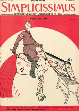 Copertina per “Simplicissimus” con Hitler a cavallo, aprile 1931, litografia a colori, cm 45x27, Collezione privata