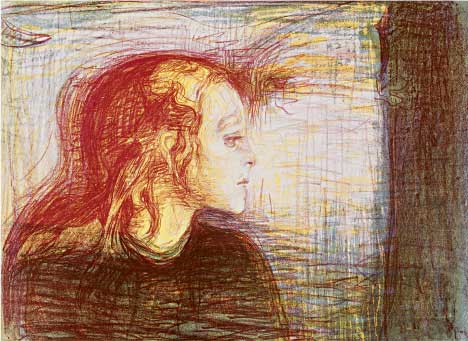 Edvard Munch, La bambina malata, 1896, litografia a colori, cm 21x38, Oslo, Munchmuseet