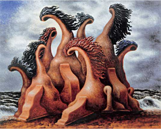 Alberto Savinio, La battaglia dei centauri, 1930, olio su tela, cm 65x81, Collezione privata