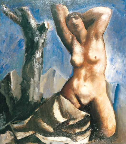 Mario Sironi, Nudo e albero, 1930, olio su tela, cm 80x60, Collezione privata