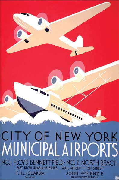 Harry Herzog, City of New York. Municipal Airports, 1936-1937, litografia a colori, cm 124x89, Collezione privata