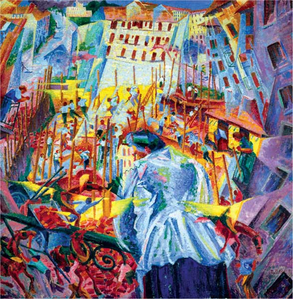 Umberto Boccioni, La strada entra nella casa, 1911, olio su tela, cm 100x100, Hannover, Sprengel Museum