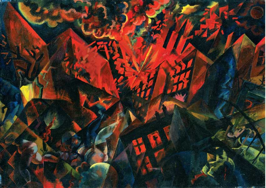 George Grosz, Esplosione, particolare, 1917, olio su cartone, cm 47,8x68,2, New York, The Museum of Modern Art