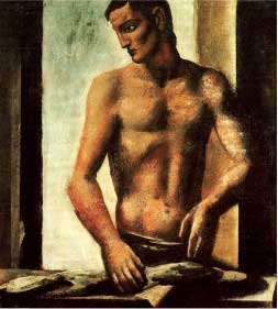 Mario Sironi, Pescivendolo, 1927, olio su tela, cm 79x68, Collezione privata