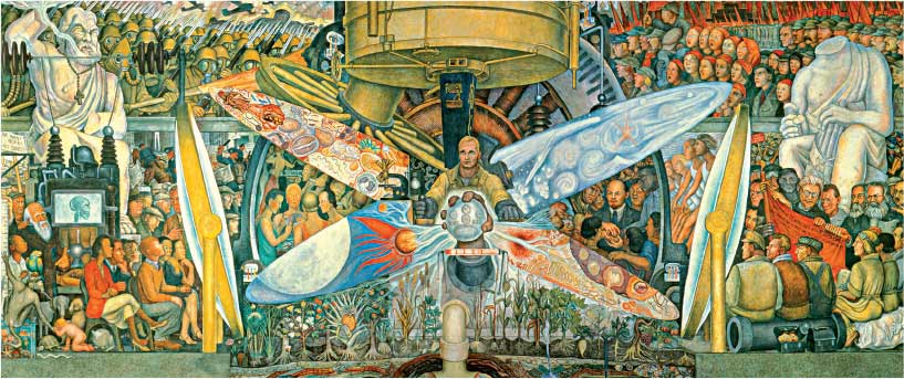 Diego Rivera, L’uomo controllore dell’Universo o l’uomo nella Macchina del Tempo, 1934, affresco, cm 485x1145, Città del Messico, Palacio de Bellas Artes