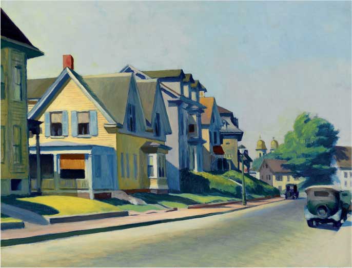 Edward Hopper, Sole su Prospect Street, 1934, olio su tela, cm 71x92, Cincinnati, Cincinnati Art Museum