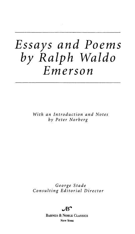 Essays and Poems by Ralph Waldo Emerson