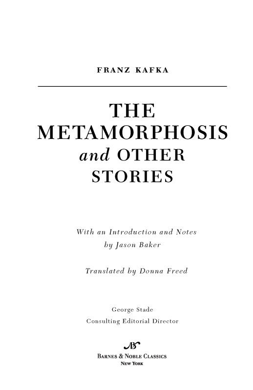 The Metamorphosis and Other Stories