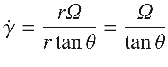 $$ \dot{\gamma}=\frac{ r\varOmega}{r \tan \theta}=\frac{\varOmega}{ \tan \theta} $$