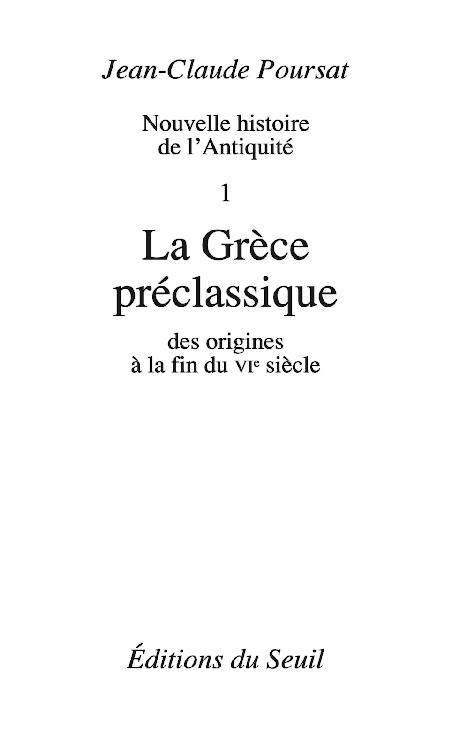 La Grèce préclassique