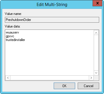 A screen shot of the Edit Multi-String dialog box, which you can use to modify multiple values.