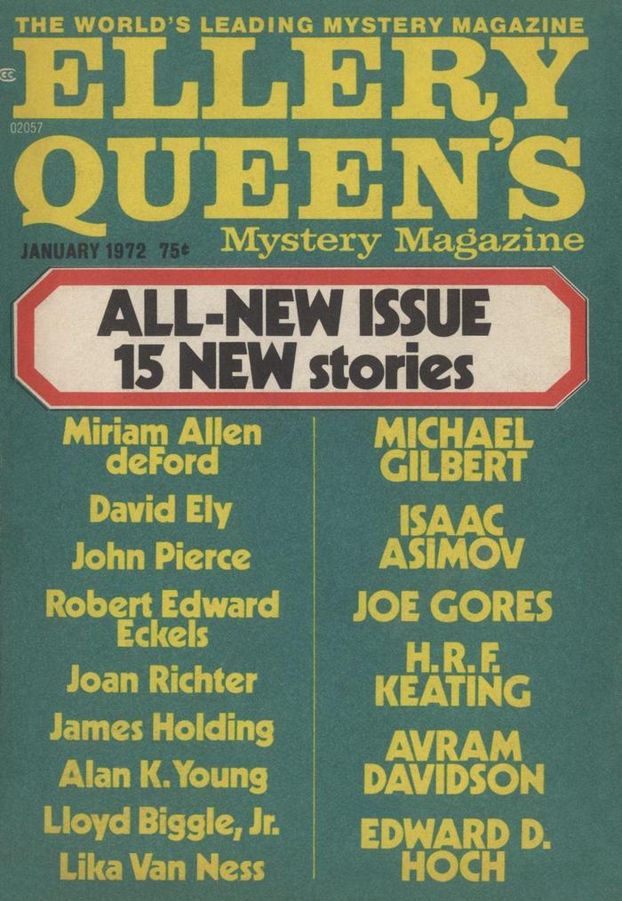 Ellery Queen’s Mystery Magazine, Vol. 59, No. 1. Whole No. 338, January 1972