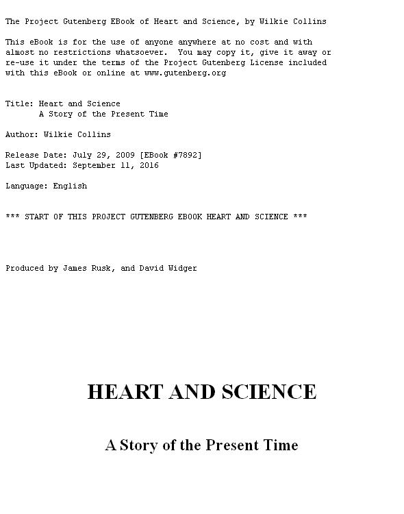 Heart and Science: A Story of the Present Time